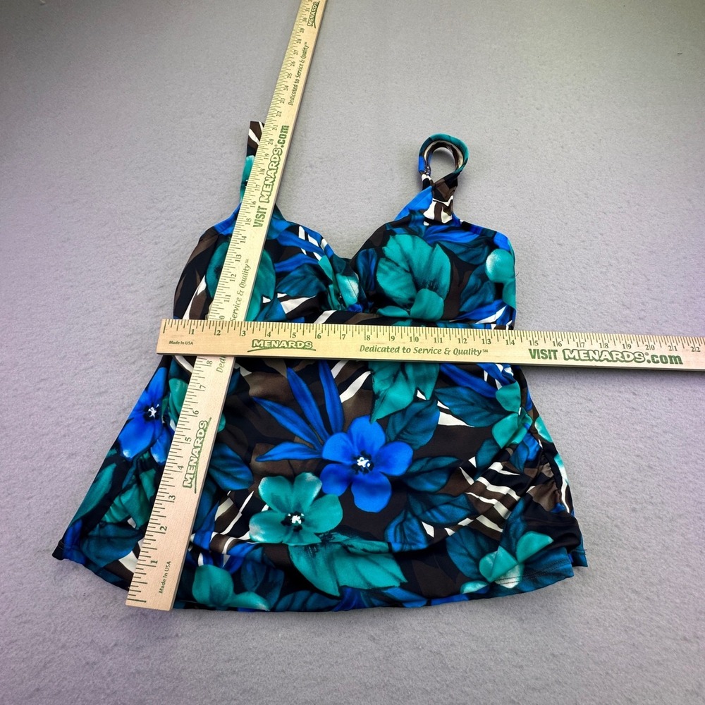 Slimshaper Tankini Swim Top Women's Size 16 Floral Tropical Blue Brown Resort - Picture 3 of 6